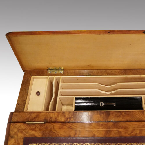 Victorian inlaid walnut Davenport desk stationery box