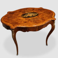 Victorian inlaid walnut centre table angle