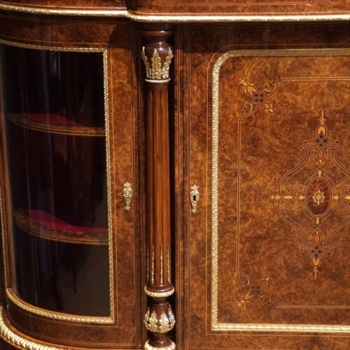 Victorian inlaid walnut credenza column