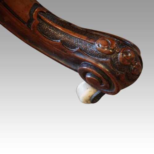 Victorian inlaid walnut serpentine card table carved toe