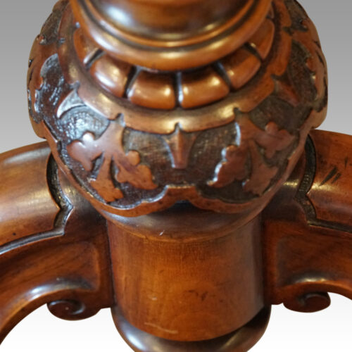 Victorian inlaid walnut serpentine card table carving