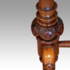 Victorian inlaid walnut serpentine card table carving detail