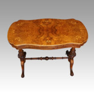 Victorian inlaid walnut serpentine card table top view