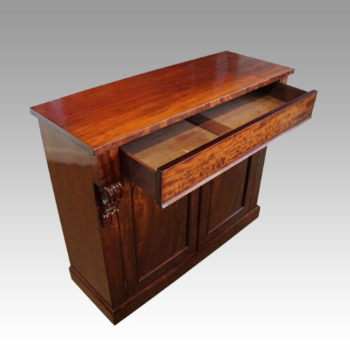 Victorian mahogany chiffonier sideboard drawer open