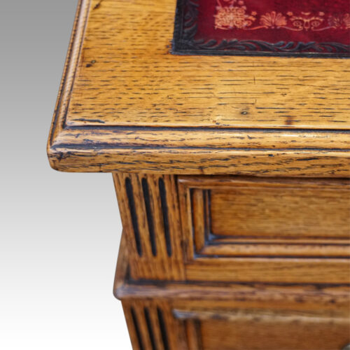 Victorian oak pedestal desk corner