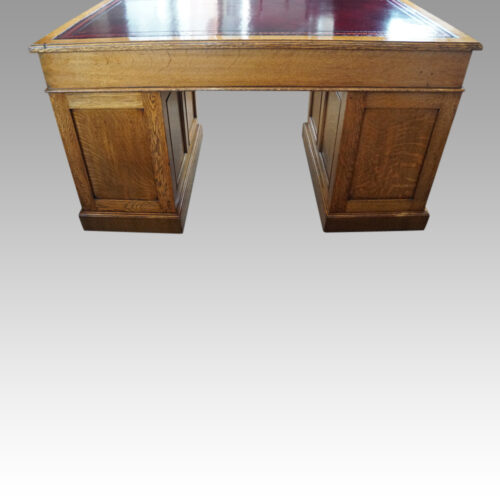 Victorian oak pedestal desk rear