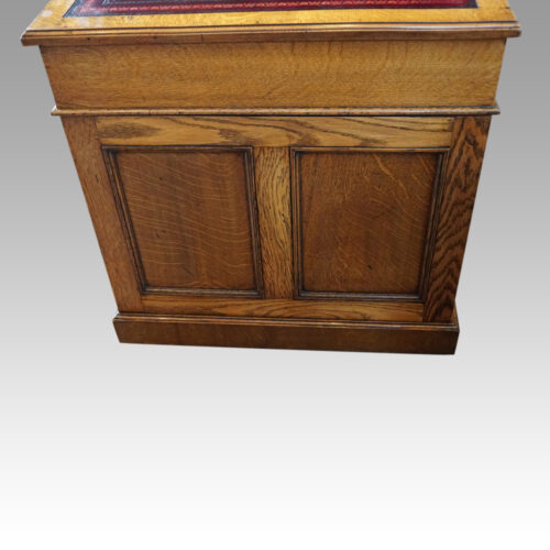 Victorian oak pedestal desk side