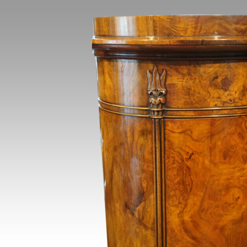 Victorian walnut oval cupboard carving