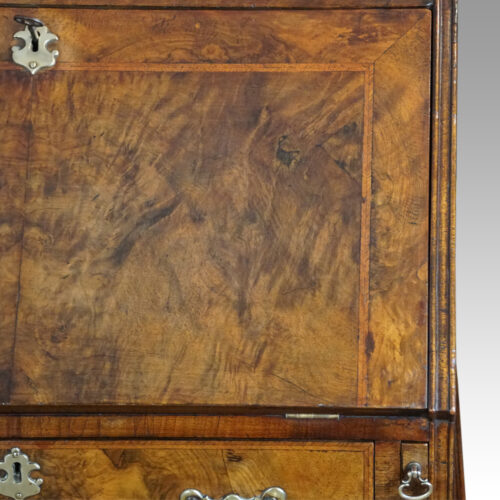 19thc. walnut small bureau bookcase fall detail