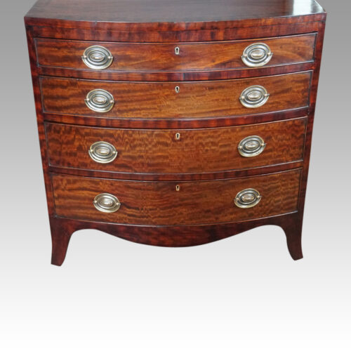 Edwardian mahogany bow fronted small chest front