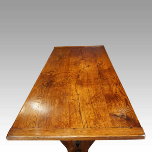 Edwardian oak refectory dining table top view