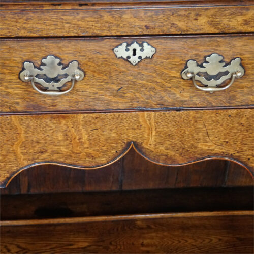 Georgian oak potboard dresser base drawer detail