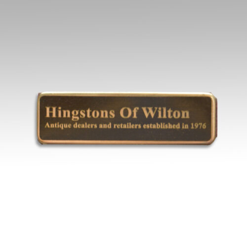 Hingstons Antiques brand guarantee name plate