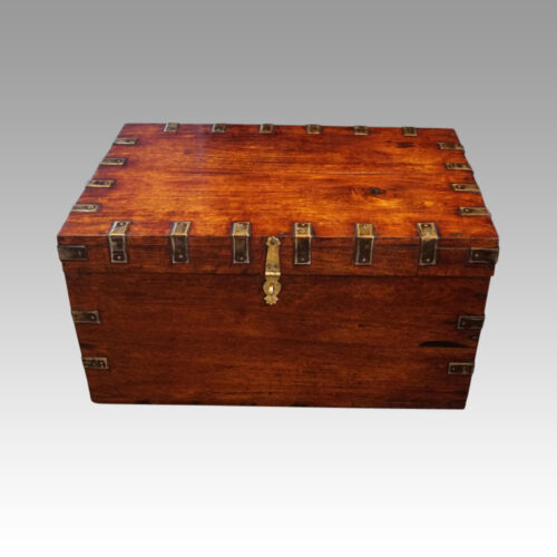 Victorian iron bound officers campaign trunk