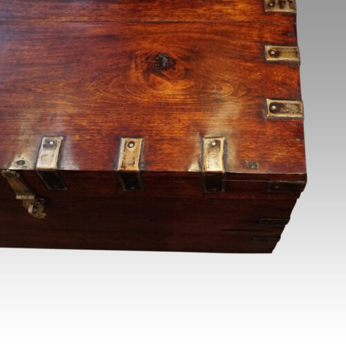Victorian iron bound officers campaign trunk corner