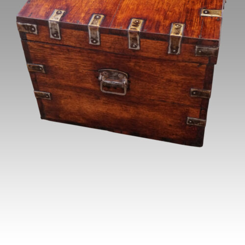 Victorian iron bound officers campaign trunk end