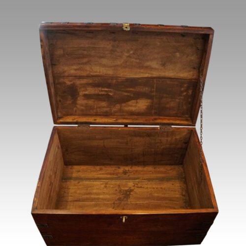 Victorian iron bound officers campaign trunk interior