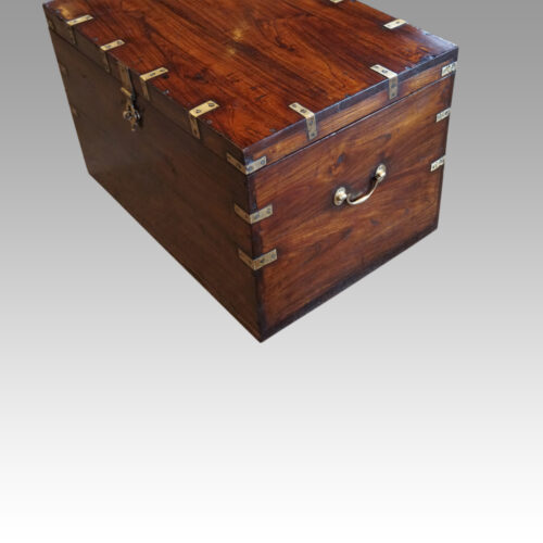 Victorian teak military chest end