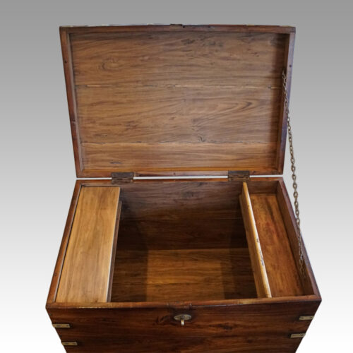 Victorian teak military chest interior