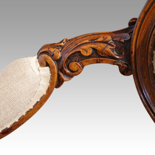Victorian walnut sofa arm carving