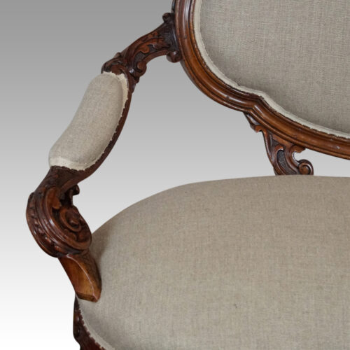 Victorian walnut sofa arm detail