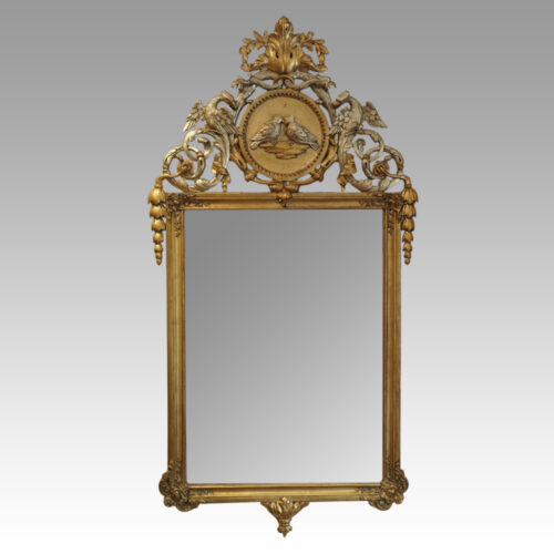 Antique Continental love bird gilt mirror