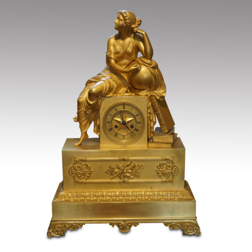 French Empire large gilt clock by Deniere