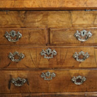 George I walnut bureau drawer fronts