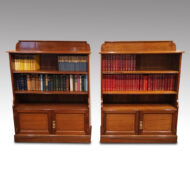 Pair of Edwardian walnut open bookcases