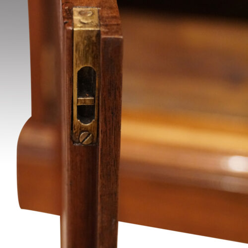 Pair of Edwardian walnut open bookcases front sliding catch