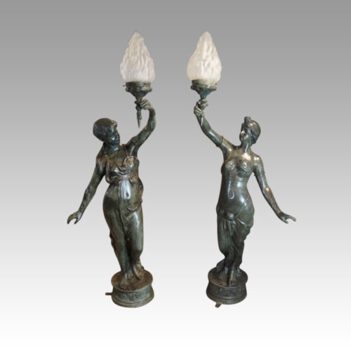 Pair of bronze lanterns