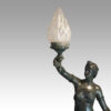 Pair of bronze lanterns glass flame