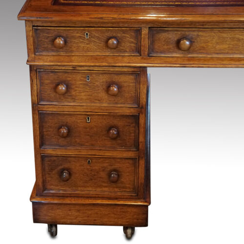 Victorian oak partners desk bank of drawers