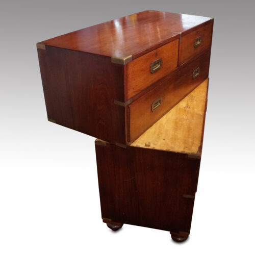 Victorian teak military chest 2 part