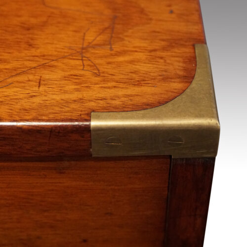Victorian teak military chest inset corner