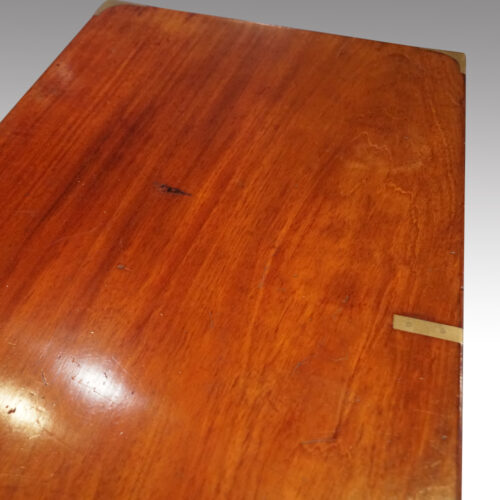 Victorian teak military chest top detail