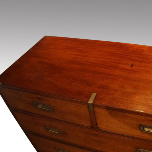 Victorian teak military chest top surface