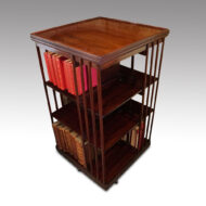 Edwardian mahogany library revolving bookcase angle