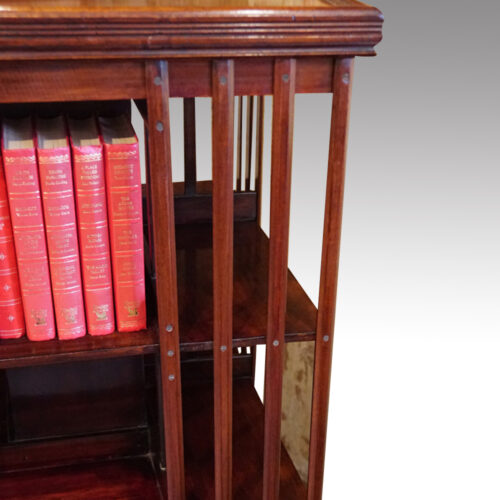Edwardian mahogany library revolving bookcase slats