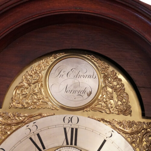 Georgian mahogany longcase clock arch dial