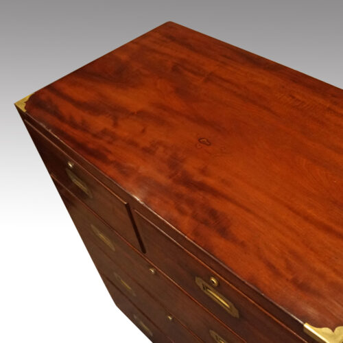 Victorian mahogany campaign chest top view