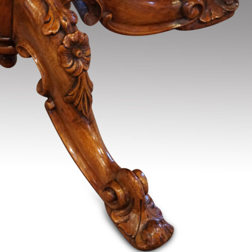 Victorian oval walnut work table leg