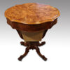 Victorian oval walnut work table rear