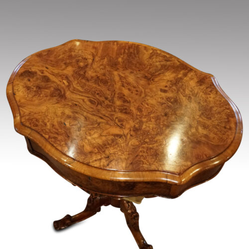 Victorian oval walnut work table top