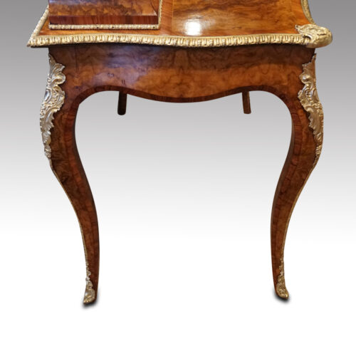 Victorian walnut inlaid writing table end