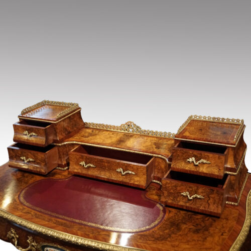 Victorian walnut inlaid writing table top