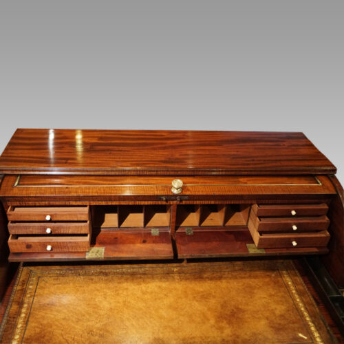 Antique mahogany cylinder desk interior open