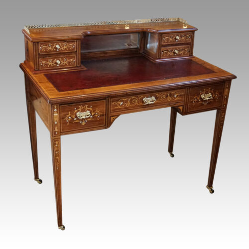 Edwardian inlaid rosewood desk angle