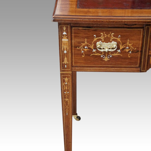 Edwardian inlaid rosewood desk drawer and leg