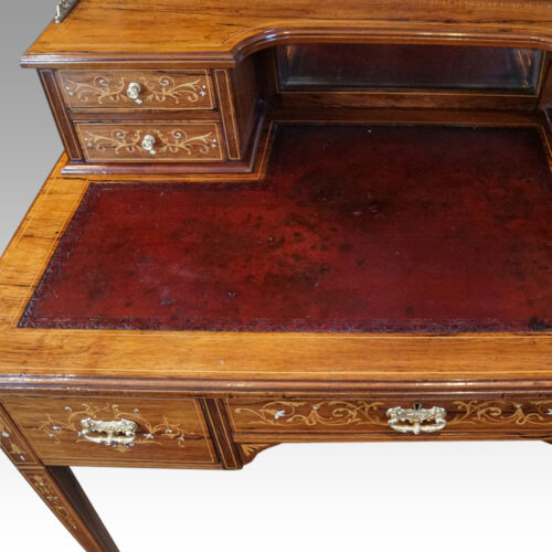 Edwardian inlaid rosewood desk leather